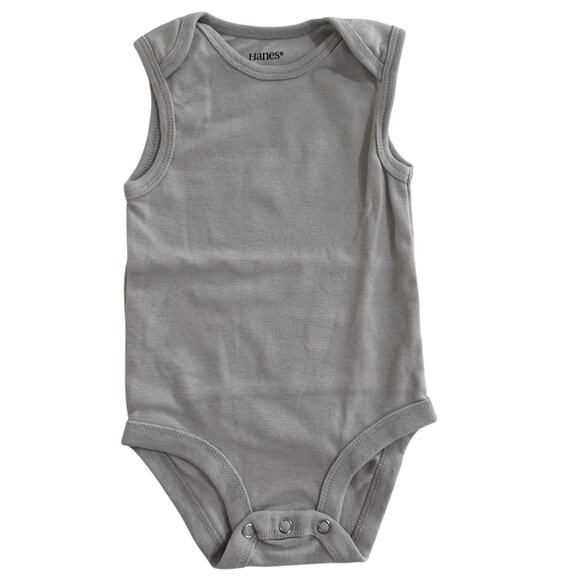 Hanes Light Gray Sleeveless Tank Bodysuit Size 6-12 Months - Picture 1 of 2